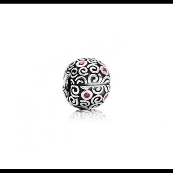 Authentic Pandora Sterling Silver Red CZ Fire Clip - Picture 1 of 4